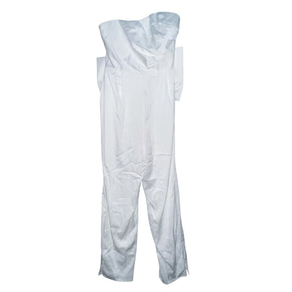 Lulus Beloved Bliss Ivory Strapless Slim Leg Bow Jumpsuit Sz Small Womens White - Picture 9 of 15